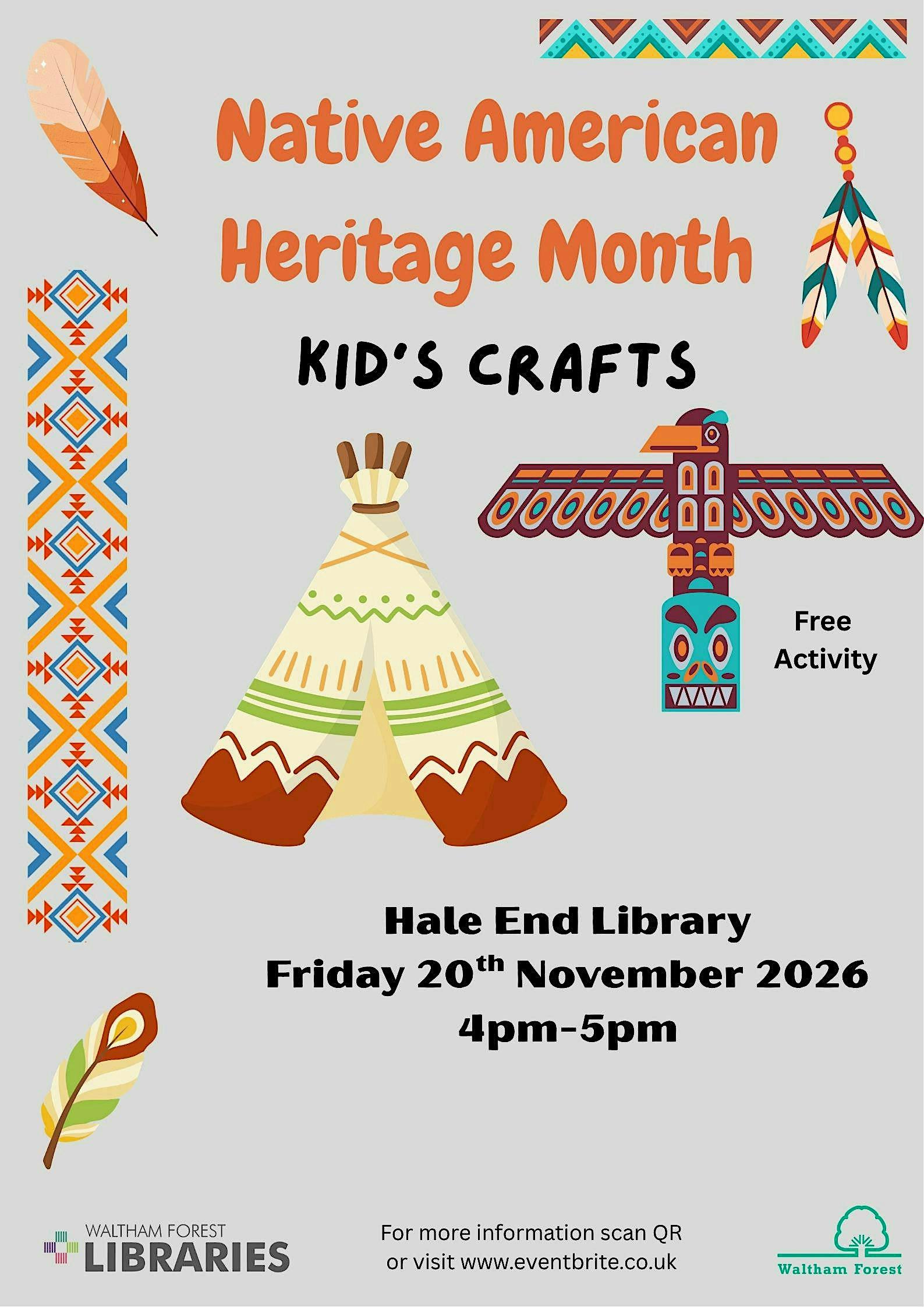 Native American Heritage Month kid's craft @Wood Street Library
