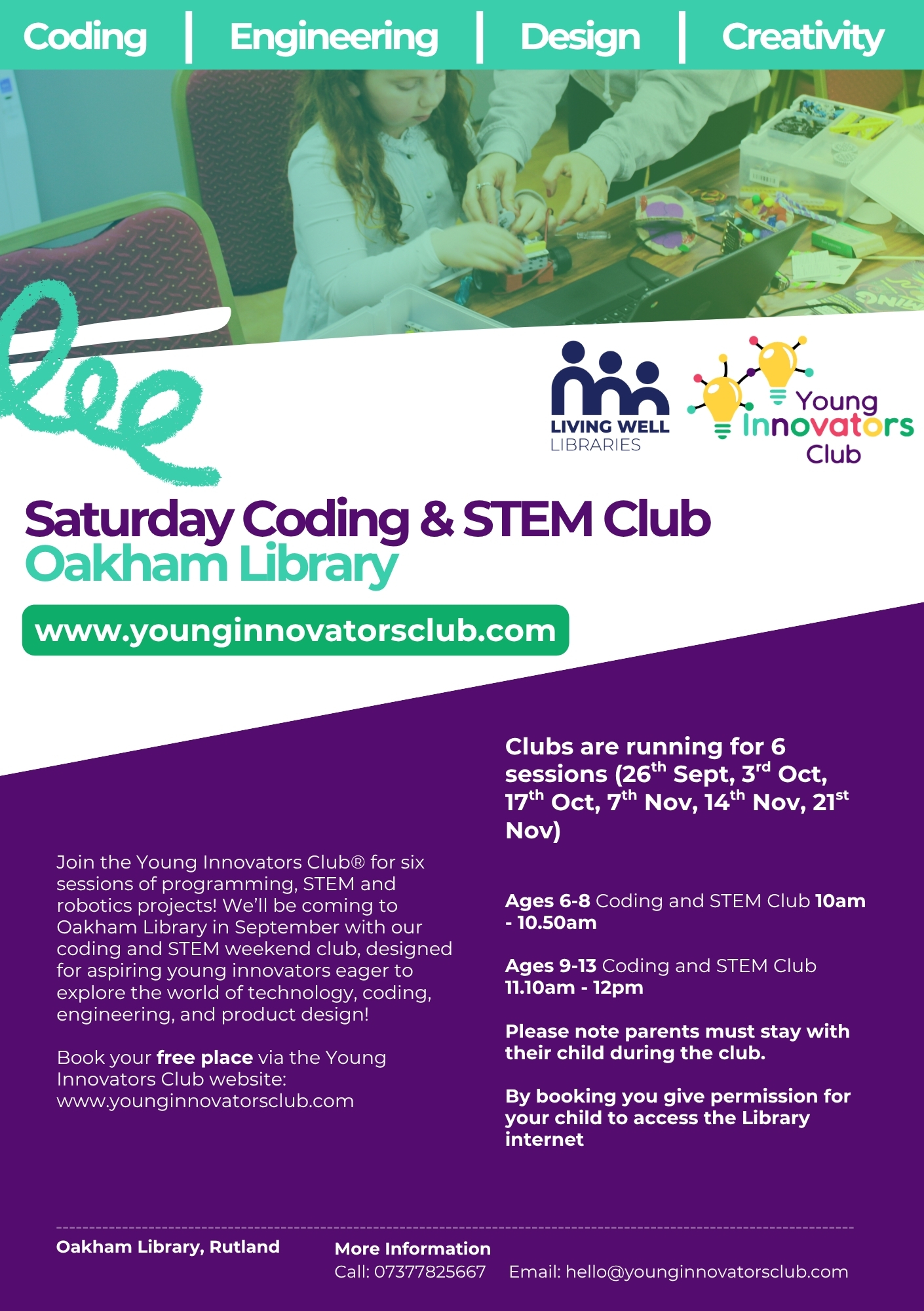 Age 6-8 Saturday Coding & STEM Club - Oakham Library